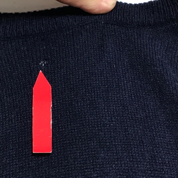 LL Bean Sweater Vest Lambs Wool Mens Large Tall Blue V-neck Hole in Back - Picture 4 of 10